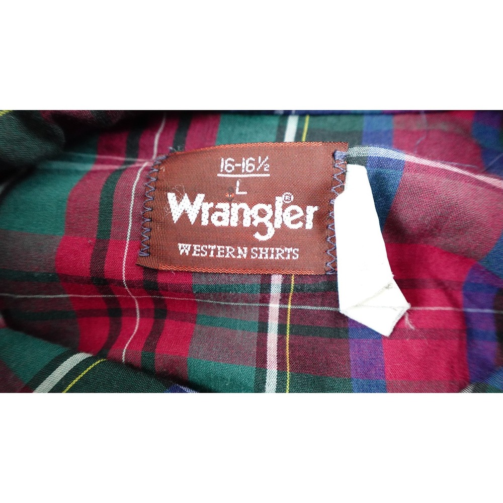 Vintage Wrangler Western Shirt Mens 16.5 Cowboy Cut X-Long Tails Pearl Snap S\ L - Picture 7 of 10